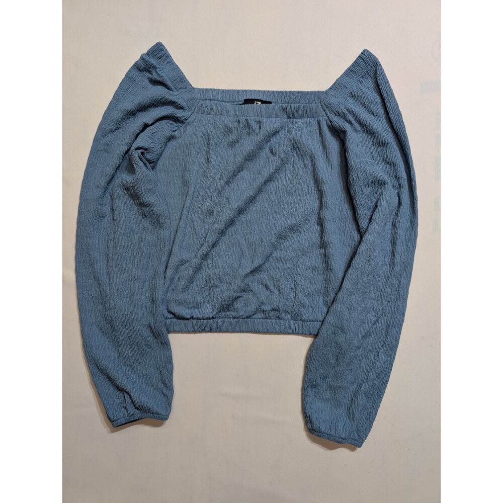 IZ BYER Women's Blue Long Sleeve Stretch Crop Top Size M